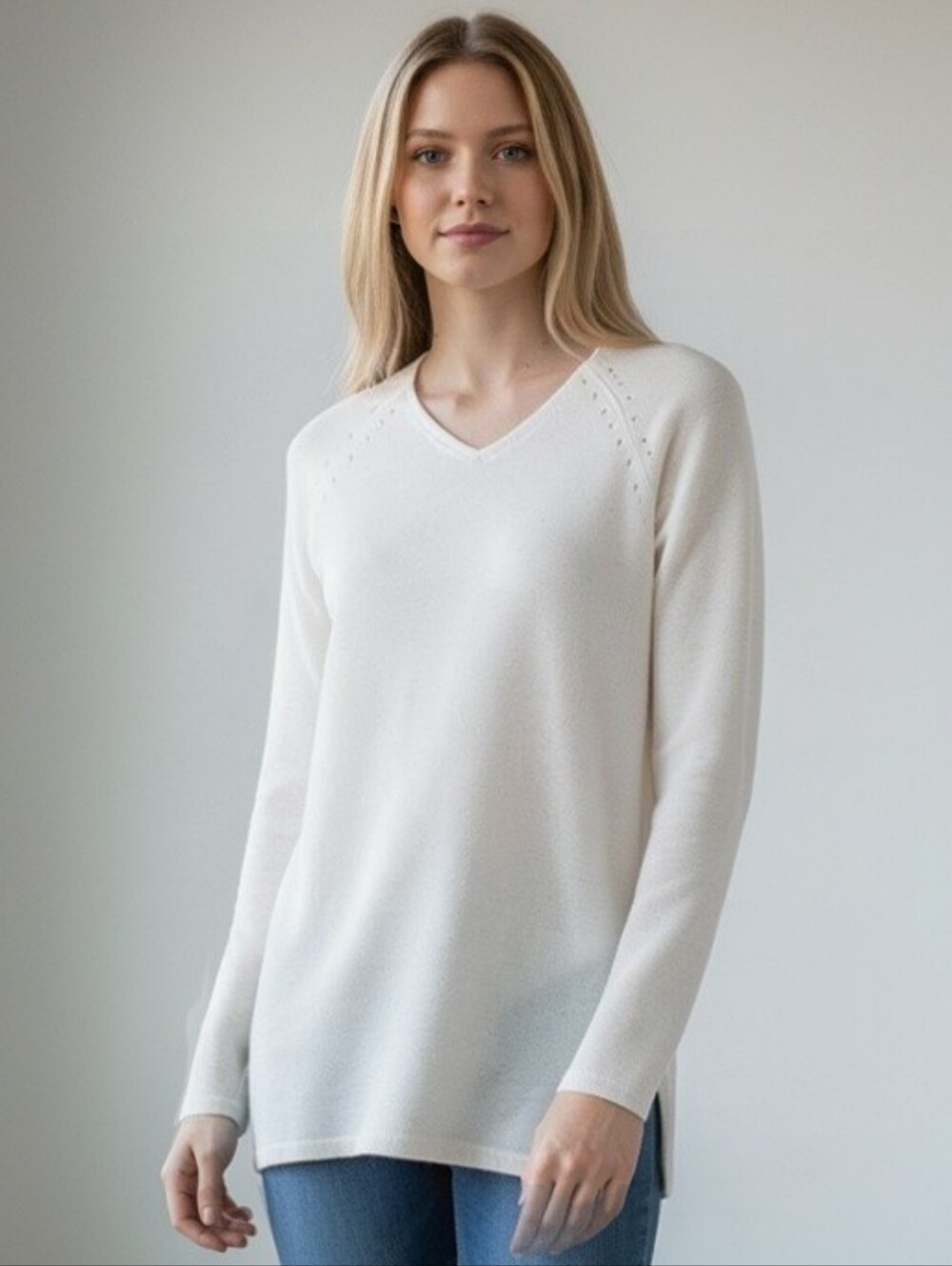Lord & Taylor Cream Knit Top